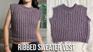 Ribbed Crochet Sweater Vest Tutorial [upl. by Audun]