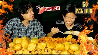 How we ate fifty Pani Puri  Spicy Pani Puri Mukbang [upl. by Rubbico]