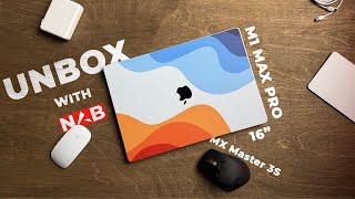 MacBook Pro Max M1 16quot  MX Master 3S amp Dbrand Skin Ali Abdaal Collection Unboxing [upl. by Ataliah]