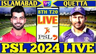 Live Islamabad United vs Quetta gladiators 8th T20 match  ISU vs QTG 8th T20 match Live PSL 2024 [upl. by Ahtelra]