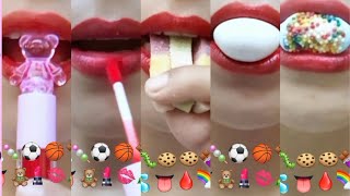 ASMR eating sounds of Emoji mukbang collection asmr satisfying asmrshow mukbangers [upl. by Rhyne]