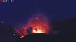 June 9 2024 night Big Strombolian eruption like fireworks from Semeru volcano Indonesia [upl. by Namie]