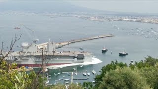 Castellammare la nave quotTriestequot scivola nel golfo le immagini dalalto [upl. by Richer]