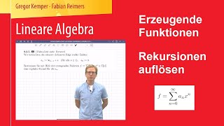 Rekursionen auflösen mit erzeugenden Funktionen Aufgabe 925 im LinAlgBuch von Kemper Reimers [upl. by Ecyal721]