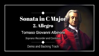 2 Allegro  Oboe Sonata in C major  Tomaso Giovanni Albinoni  Soprano Recorder BackingTrack [upl. by Akceber22]