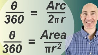 Arc Length and Area of a Sector Given Central Angle Using Proportions [upl. by Ecertal488]