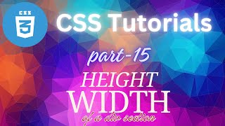 How To Give Height and Width Of A Div Section In CSS   Html  CSS [upl. by Eciram855]