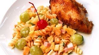 ENSALADA DE FIDEOS FRUTAS Y JAMÓN  NAVIDAD 2017  Sazón y Corazón [upl. by Aicela183]