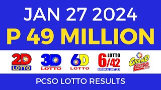 Lotto Result January 27 2024 9pm PCSO [upl. by Hnahc481]