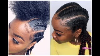 HOW TO FOUR EASY AND SIMPLE BRAIDS ON NATURAL STRETCHED HAIR NO HEAT TRENDING STYLE [upl. by Zilvia]