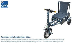 110924  Lot 164  An E Foldi threewheeled folding mobility scooter [upl. by Salvatore]