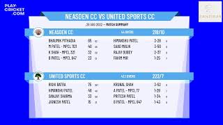 Middlesex Premier Cricket League  Cup Final  Neasden CC v United Sports CC [upl. by Anaujait]