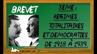 3èmeHISTOIRETotalitarismes et démocraties en Europe 19181939  Brevet [upl. by Kiele]