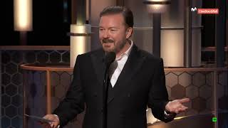 Ricky Gervais Brutal Honesty Calls Out EVERYONE in Hollywood Golden Globes  No One Punched Him Out [upl. by Hacissej913]