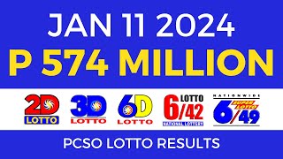 Lotto Result January 11 2024 9pm PCSO [upl. by Suiratnod]