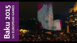 New video of 3D projection on Maiden’s Tower  Baku 2015 [upl. by Theodor]