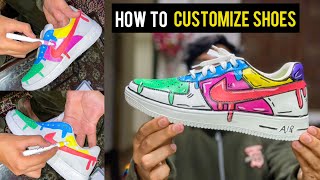 How to Customize Shoes  Simple Steps to Paint Shoes at Home  Shoes Art [upl. by Einahc]