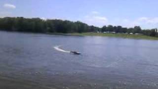 RC boat with 23cc Zenoah gas engine deep rumble [upl. by Loralyn]