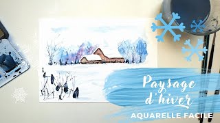 Paysage dhiver facile  demo aquarelle [upl. by Novyert]