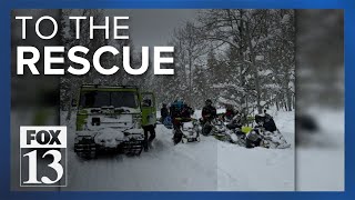 Snowmobilers rescued after being stranded overnight in storm [upl. by Dinsdale466]