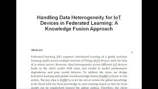 Handling Data Heterogeneity for IoT Devices in Federated Learning A Knowledge Fusion Approach [upl. by Adnahsam]