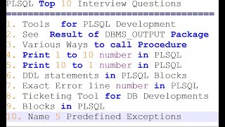 PLSQL Interview Questions and Answers  Top 10 PLSQL Interview Questions [upl. by Nnyltiac]