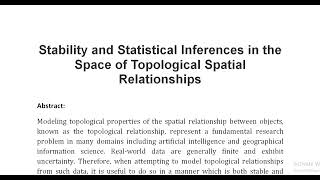 Stability and Statistical Inferences in the Space of Topological Spatial Relationships [upl. by Pish]