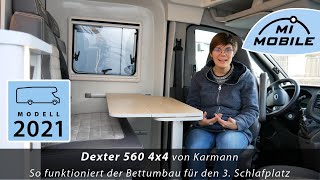 Dexter 560 4x4 von Karmann  so geht der Bettumbau für den 3 Schlafplatz  6m Allrad Kastenwagen [upl. by Anayia]