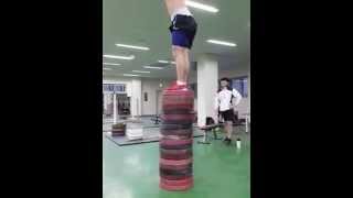 Korean Weightlifting Team Box Jump [upl. by Ahsoym]