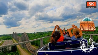 Shivering Timbers Back Row POV 5K 60 FPS  Intense Rough Airtime Machine  Michigans Adventure 2022 [upl. by Mal]