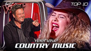 Incredible COUNTRY MUSIC Blind Auditions on The Voice  Top 10 [upl. by Ognimod]