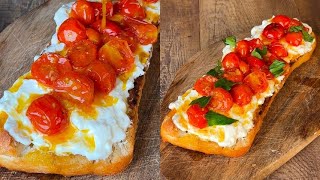 Burrata bruschetta with cherry tomatoes easy and delicious [upl. by Sancha]