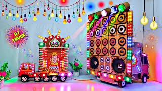 DIY Mini Dj Navratri Durga Pooja Dj Gauri Ganesh Big Dj Truck Light Decoration gadi wala dj [upl. by Klara]