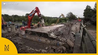 M62 motorway shut near Rochdale for huge bridge repair [upl. by Hayne208]