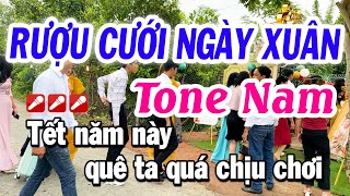 Karaoke Rượu Cưới Ngày Xuân Tone Nam Hát  Rê thứ  Nhạc sống Tuyết Nhi [upl. by Aikkin424]