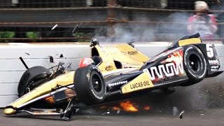 James Hinchcliffe crash  2015 Indy 500 practice [upl. by Akihsay162]