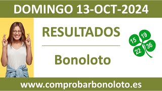 Resultado del sorteo Bonoloto del domingo 13 de octubre de 2024 [upl. by Ecyrb]