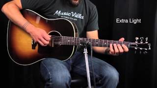 The Ultimate Acoustic String Comparison  Extra Light vs Custom Light vs Light vs Medium [upl. by Ainezey]