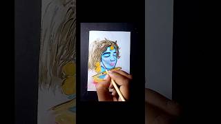 Easy Krishna painting for beginners Krishna satisfying watercolourArt [upl. by Terra643]