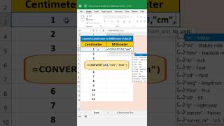 Convert Centimeter cm to Millimeter mm in Excel shorts excel [upl. by Eseeryt]