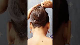 Stylish clutcher bun hair style girl for long hair for this Durga Puja viralvideo durgapuja girl [upl. by Akibma432]