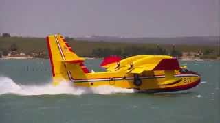 Extreme Canadair CL415 water pickup at 45 knots wind speed [upl. by Ginevra]