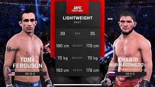 Tony Ferguson vs Khabib Nurmagomedov  UFC 5 Legendary AI vs AI Simulation [upl. by Schuman]