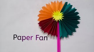 How To Make Paper Fan paper Fan Diy easy Paper Fan Making Origami paper Arts and crafts [upl. by Aiksa]