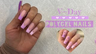 💕Valentine nails  ✨POLYGEL  💜Purple Nail Art [upl. by Pickering]