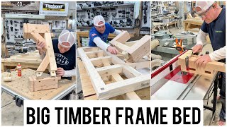 Building a big floating timber frame bed [upl. by Nakre]