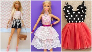 5 Easy and Beautiful DIY Barbie Doll Dresses  Gown for Barbie [upl. by Gertie744]