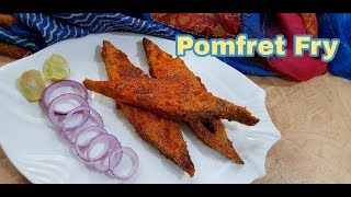 Pomfret Fry  Fried Pomfret  How to make Pomfet Rava fry [upl. by Avilla]