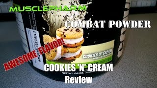 MusclePharm Combat Protein Powder  COOKIES N CREAM Review AWESOME FLAVOR [upl. by Anael]