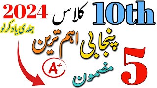 10th class punjabi important essay  Class 10th Punjabi guess paper 2024 [upl. by Auburn221]